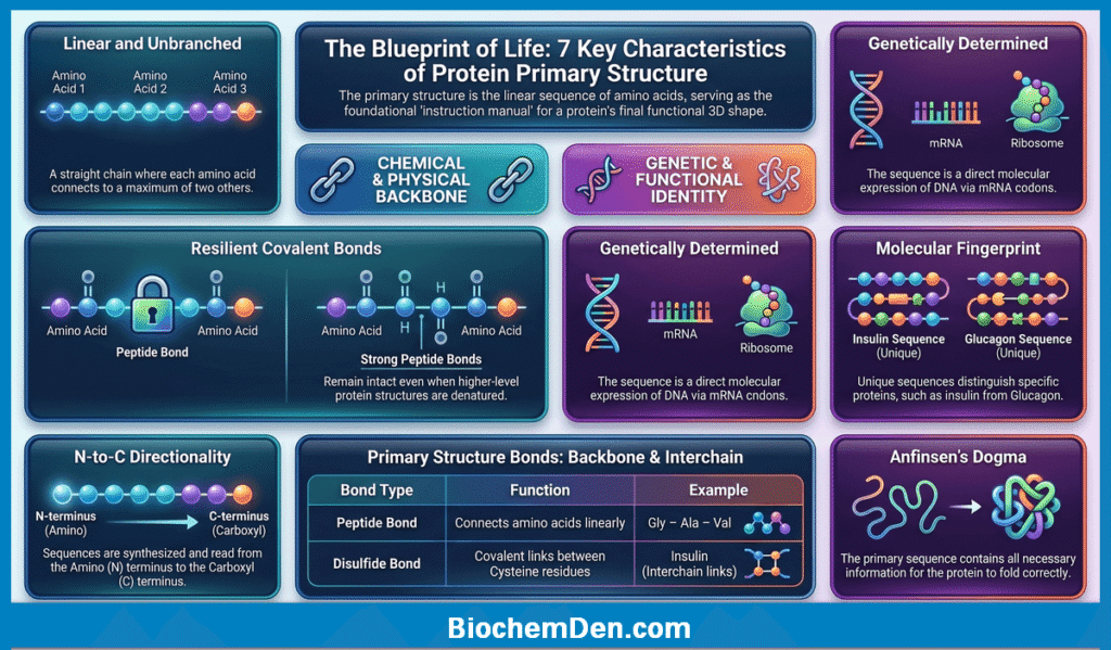 key characteristics of protein primary structure